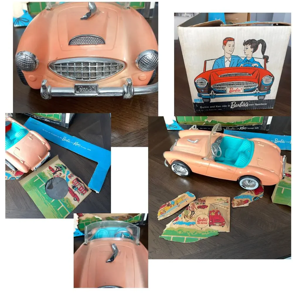 Vintage Barbie Austin Healey Convertible Sports Car 1962 w/ Box Irwin Toy FLAW